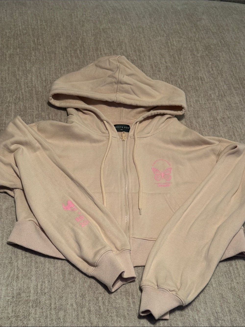 WHITE FOX crop zip Hoodie